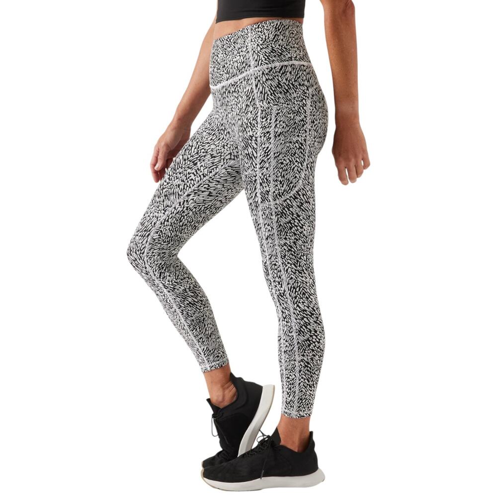 Athleta Ultimate Stash Textured 7/8 Tight in Tailwind Black White Size 2X NWT
